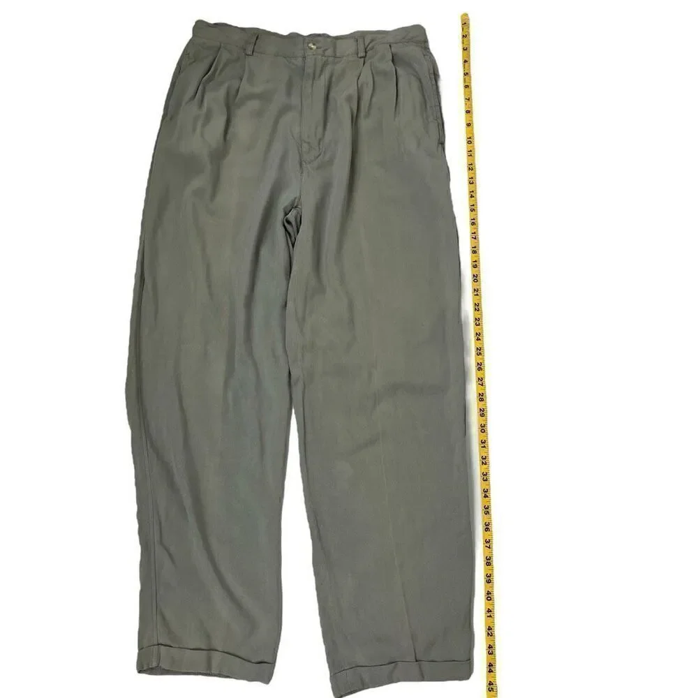 Tommy Bahama Mens Silk Front Pleats Full Length Relax Pants Gray Size 36